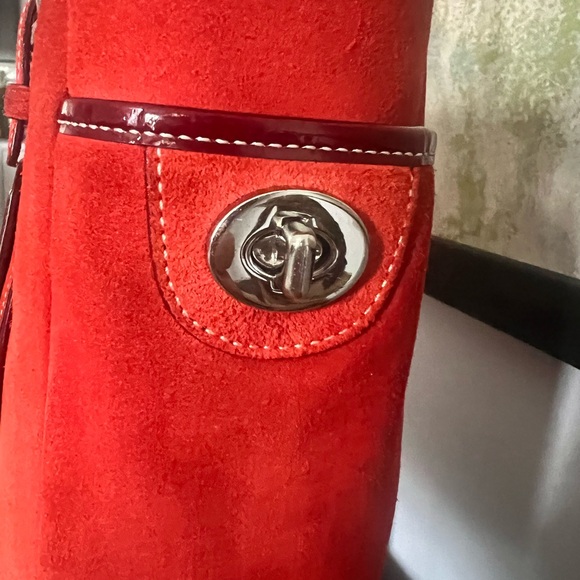 Coach Burnt Orange Suede Patent Trim Lunch Gallery Tote Bag - Picture 7 of 17